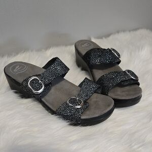 Dansko Black and Gray Women's Sandals